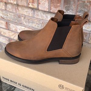 Clarks Memi Top Dark Tan Leather 7.5M ankle boots WORN ONCE Exc cond smoke free